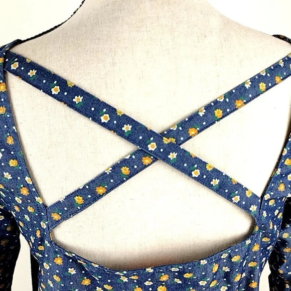 Modcloth Floral Print Prairie Dress Size Small - Picture 2 of 14